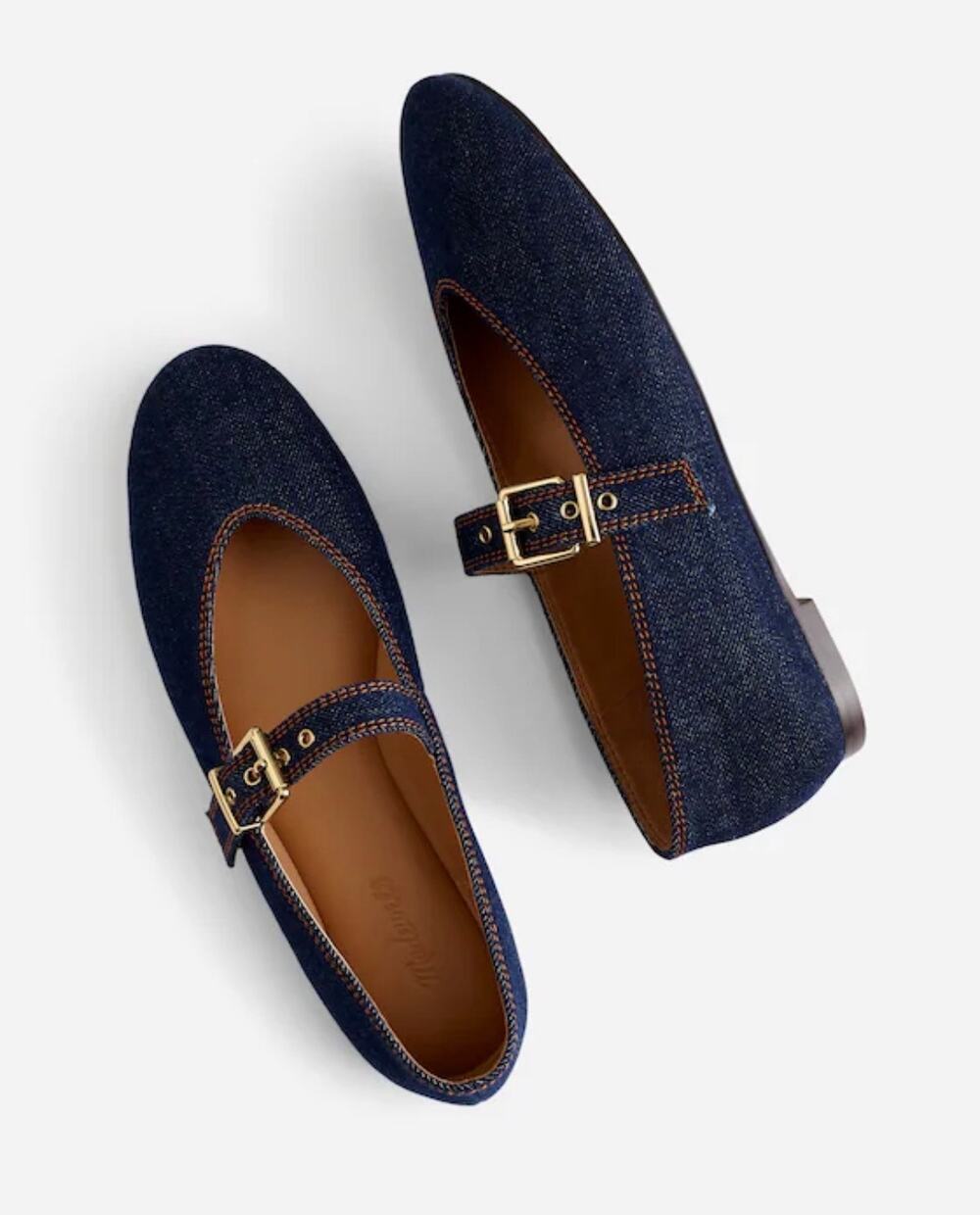 Madewell The Remy Mary Jane Buckle Flats Dark Denim Multi Women’s Size 7.5